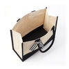 Open interior of the Boutique Canvas Tote with black trim